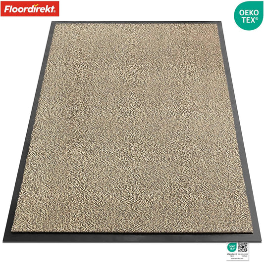 Floordirekt Schmutzfangmatte Rhine - Waschbare & Leistungsstarke Fußmatte - Sauberlaufmatte Mit Rutschfester Rückseite - Türmatte Für Den Eingangsbereich (Ocker-Schwarz (Meliert), 40 Cm X 60 Cm)