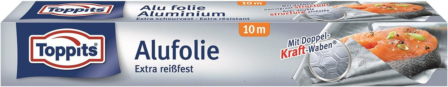 Toppits Alufolie Doppel-Kraft-Waben (10M X 29.5Cm), 5Er Pack (5 X 10 Meter)