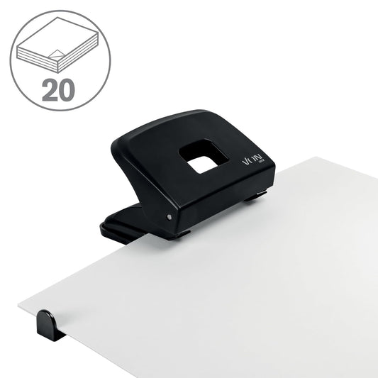 VON Leitz Locher, Für 20 Blatt, Anschlagschiene Mit Formatangaben, Kompakte Größe Ideal Für Zu Hause, Im Büro Oder in Der Schule, Metall Und Kunststoff, Schwarz, 50200095