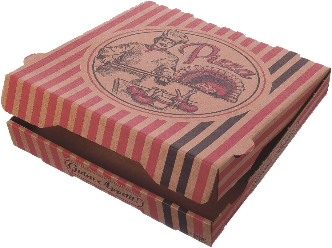 100 Pizzakartons Pizzaschachteln Pizzaboxen NYC Braun Mit Neutraldruck 4Cm Höhe Verschiedene Größen Gemäß Auswahl - Inkl. Verpackg in D (30X30X4Cm)