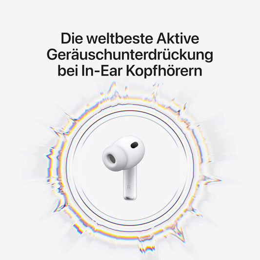 Apple AirPods Pro 3 Kabellose In‑Ear Kopfhörer, Aktive Geräuschunterdrückung, Herzfrequenzmessung, Hörgerätefunktion, Bluetooth Kopfhörer, 3D Audio, Hi‑Fi Sound, Laden über USB‑C