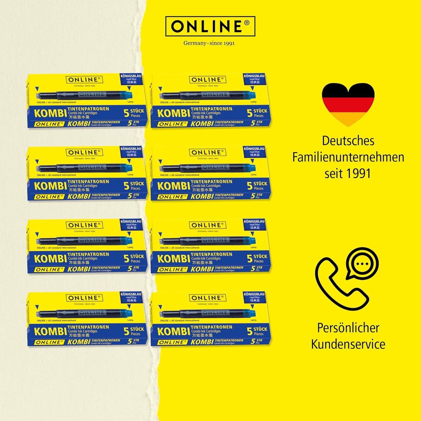 ONLINE 40X Kompatible LAMY Patronen Blau, Auch Für Pelikan, Stabilo Etc, Universal Tintenpatronen
