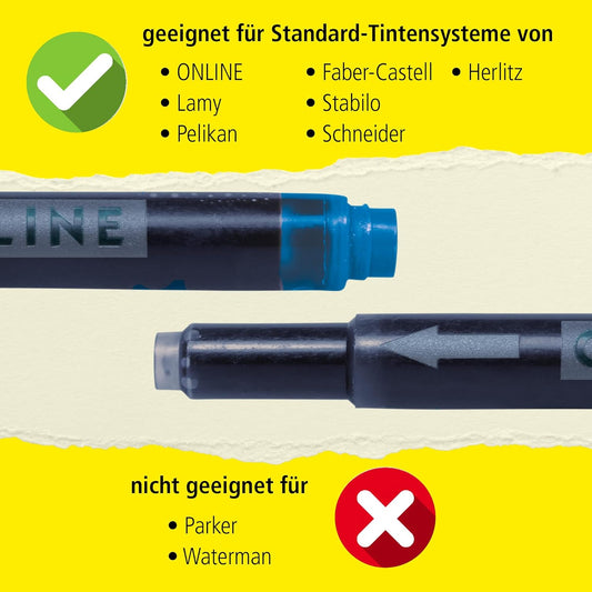ONLINE 40X Kompatible LAMY Patronen Blau, Auch Für Pelikan, Stabilo Etc, Universal Tintenpatronen