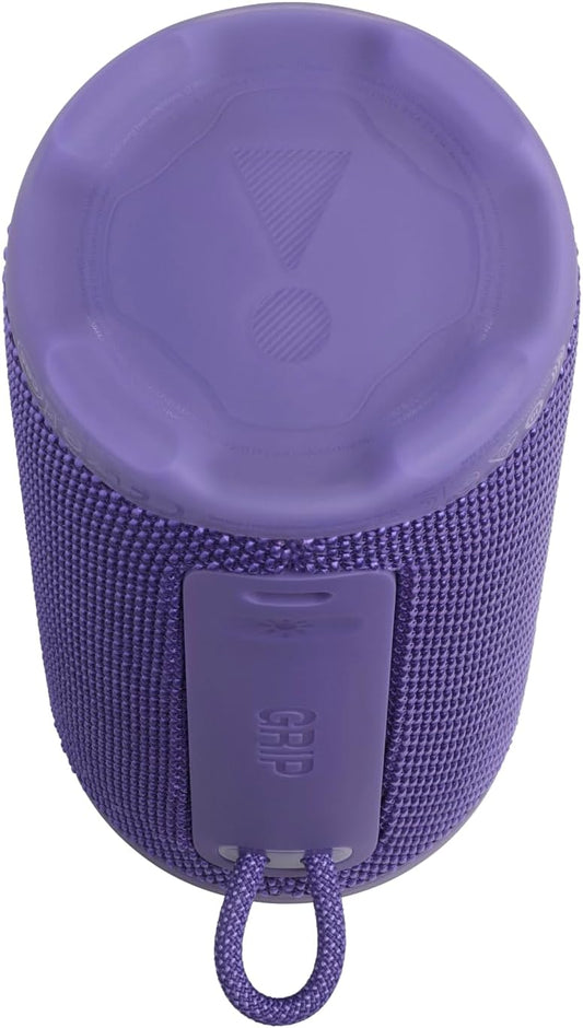 JBL Grip Kompakter Bluetooth Lautsprecher, JBL Pro Sound Mit AI Sound Boost, IP68 Wasser- Und Staubdicht, Umgebungslicht, Bis Zu 14H Wiedergabe, Auracast Multi-Speaker, JBL Portable App, Lila
