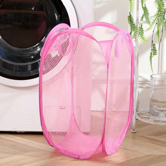 Foldable mesh laundry basket – minimalist design