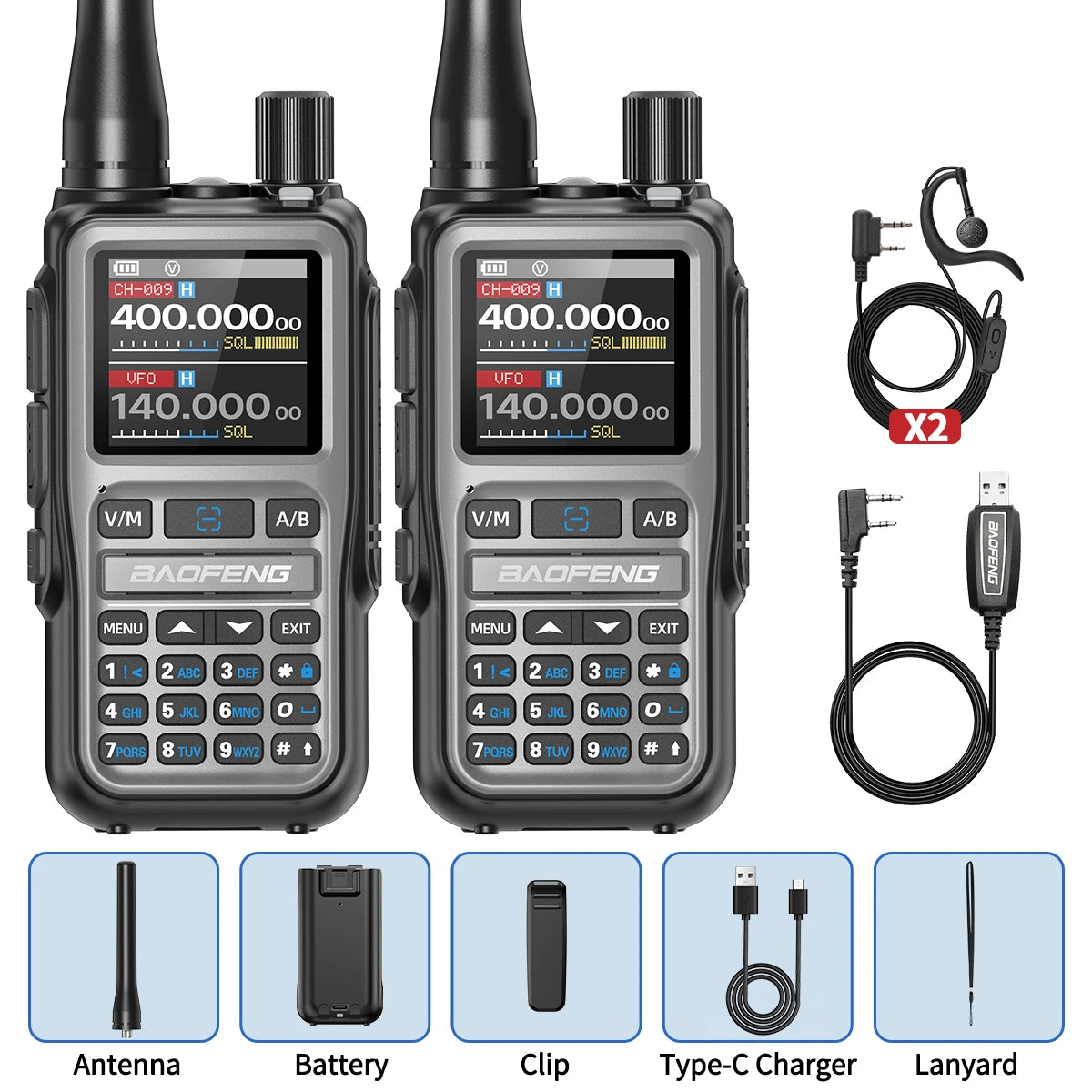 UV-5R Mini Walkie Talkie Multi Band Bluetooth Programming Wireless Copy Frequency 999CH AM FM Long Range Two Way Radio