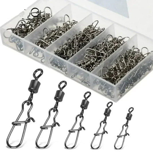 Stainless steel fishing swivels, 50-piece set