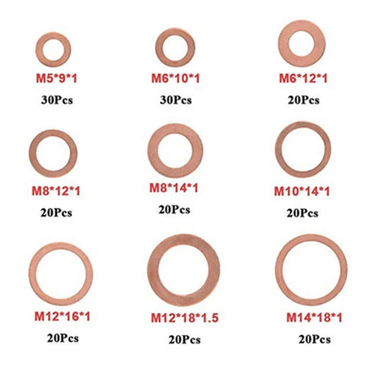 Copper sealing rings kit – 100 / 200 pieces