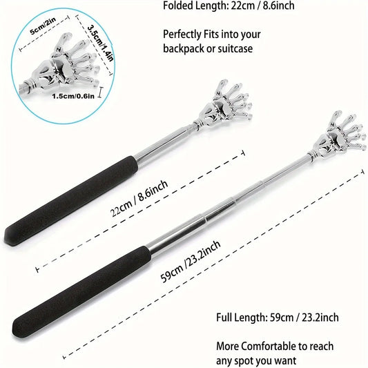 Portable stainless steel back scratcher – extendable for people and pets