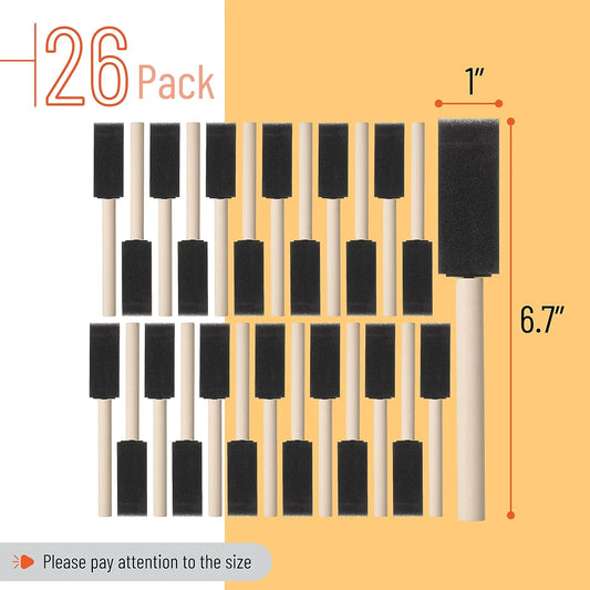 Sponge brushes with wooden handles, 26 pieces