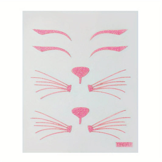 Schwarz Pink Katzen Gesicht Sticker Halloween Make up