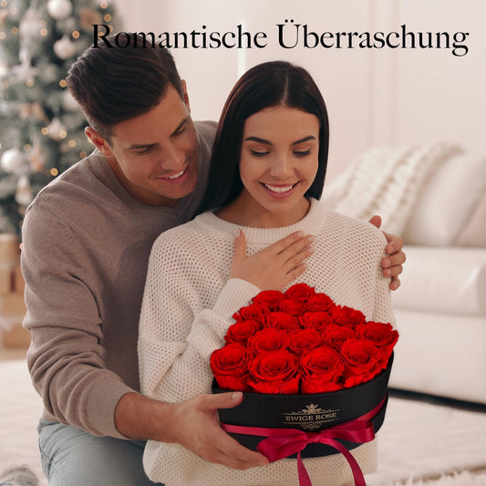 17 Infinity Rosen, Ewige Rot Rose Geschenke für Frauen, Konservierte Rose in Herzbox für Frauen Mutter zum Geburtstag Jahrestag Valentinstag Muttertag Weihnachten Hochzeitstag Rosenbox