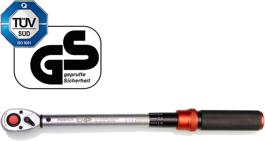 Hairich Drehmomentschlüssel Auto 1/2 Zoll, 40–210 Nm, TÜV Süd GS Geprüft, 6-Tlg. Drehmomentschlüssel Set Mit 125 Mm Verlängerung, 1/2"-3/8" Adapter & 3 Stecknüssen – Für Reifenwechsel & Motorrad