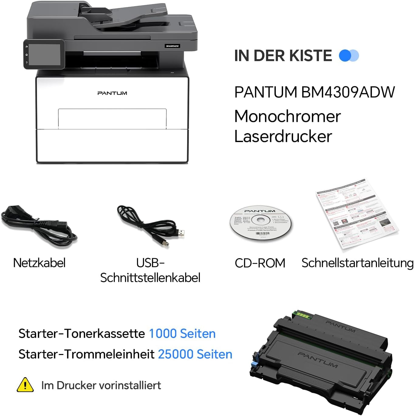 PANTUM BM4309ADW Multifunktionsdrucker Laserdrucker Schwarz Weiss