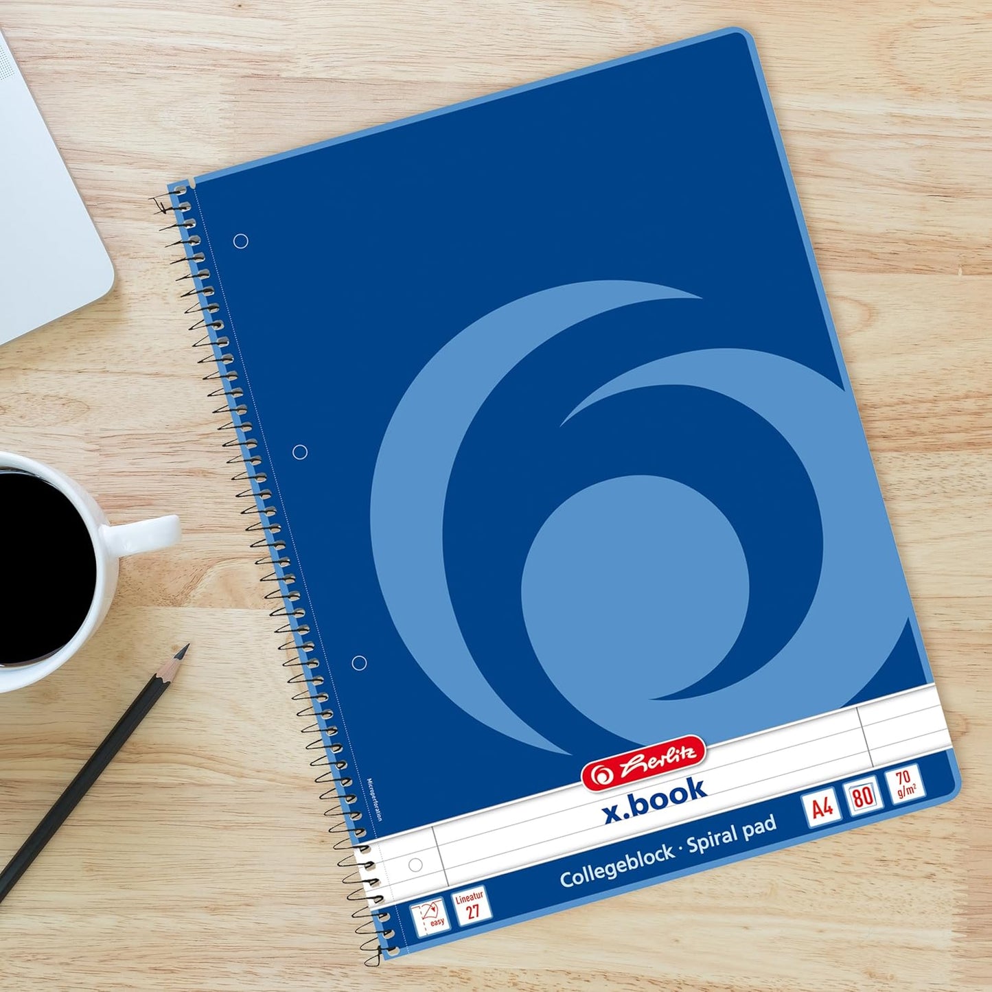 Herlitz Collegeblock X.Book A4, Lineatur 27, 80 Blatt, Rand Innen Und Außen, 5 Stück