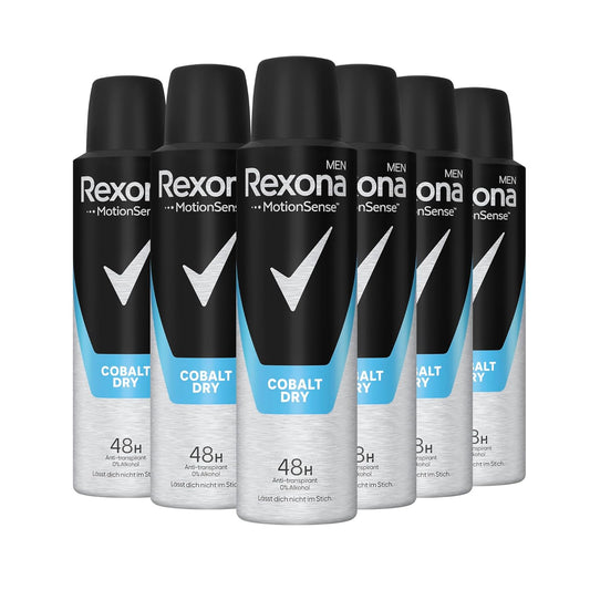 Rexona Men Motionsense Deo Spray Cobalt Dry Anti-Transpirant Mit 48 Stunden Schutz Gegen Körpergeruch Und Achselnässe 6X 150 Ml