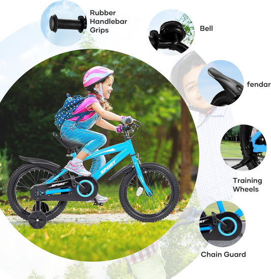 Kinderfahrrad 14 Zoll, Fahrrad Für Jungen Und Mädchen Mit Stützrädern