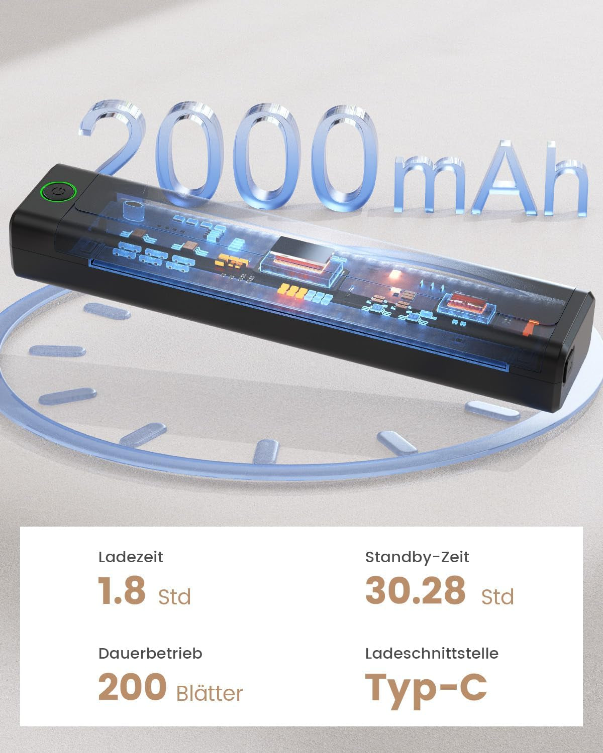 NEWYES Drucker, Tragbarer Thermodrucker Für Geschäftsreisende Und Studenten