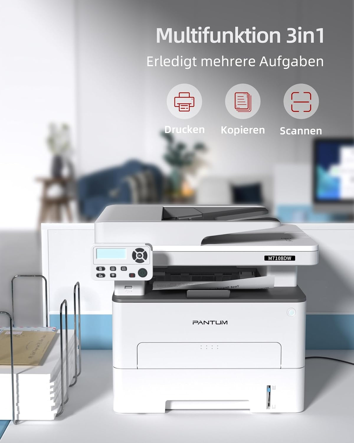 PANTUM M7108DW Laserdrucker Multifunktionsgerät, Drucker Scanner Kopierer, Wlan/Usb/Ethernet