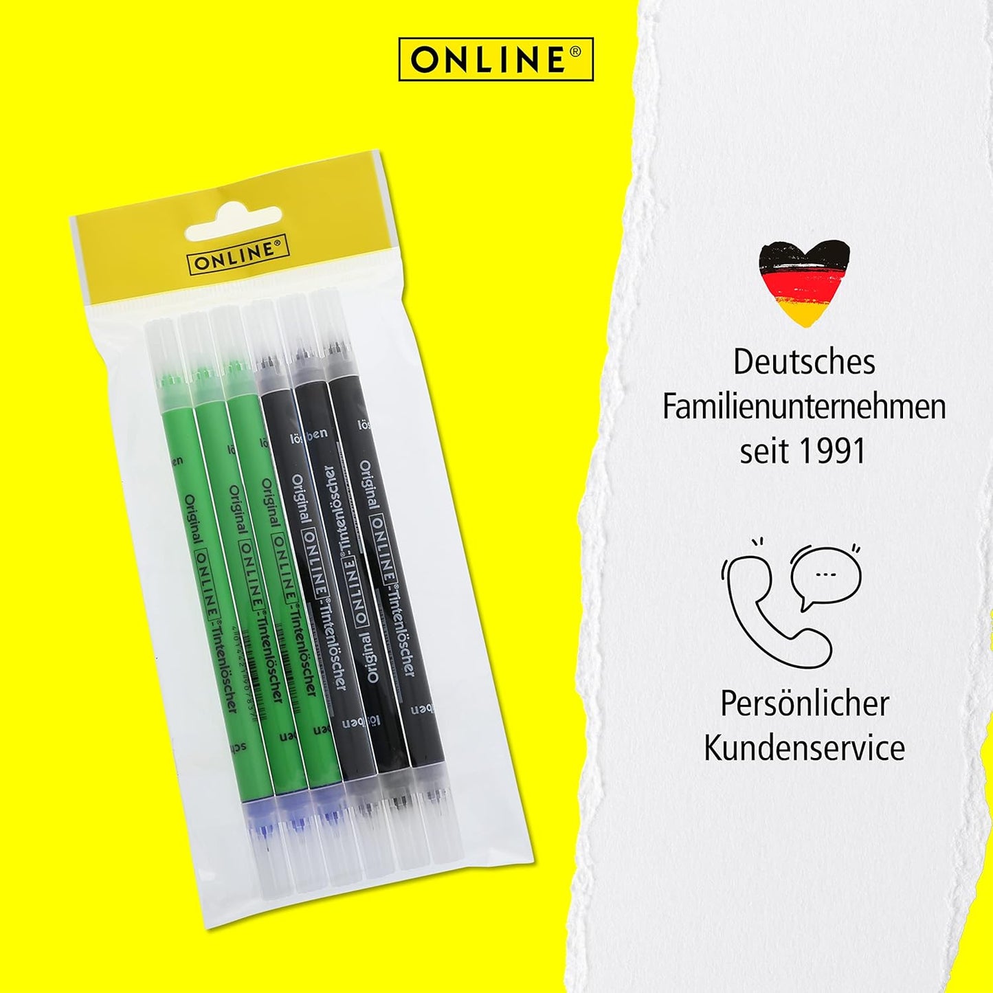 Online Vorteils-Pack 6X Tintenlöscher Zum Löschen Und Überschreiben | in Verschiedenen Farben, Je 3X Schwarz, Grün | Entfernung Und Korrektur Blauer Tinte | Schreibfarbe Blau