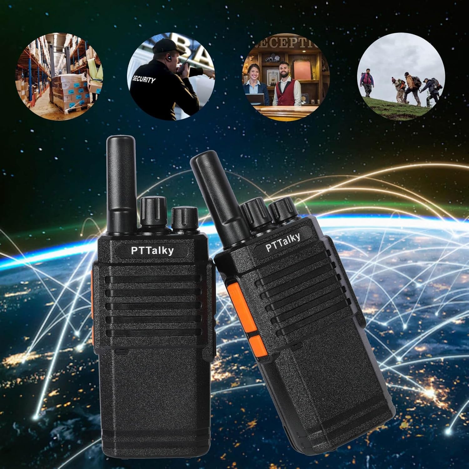 Walkie Talkie Für Erwachsene PMR Funkgeräte 16 Kanäle VOX CTCSS/DCS Wiederaufladbares Walki Talki Erwachsene (2 Stück, Schwarz)