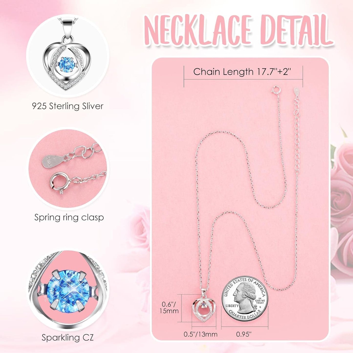 ADDWel Ewige Rose mit 925 Sterling Silber Herz Halskette - Echte Konservierte Infinity Rose Box, Romantisches Geschenk für Frauen, Freundin & Mama zum Valentinstag, Weihnachten, Geburtstag & Jahrestag