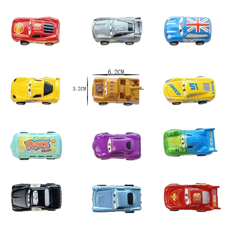 12-Teiliges Set Disney Pixar Cars 2 Spielzeug Kind Lightning Mcqueen Fillmore Sheriff Jackson Storm Ramirez Mini Pull Back Car 3 Kindergeschenk
