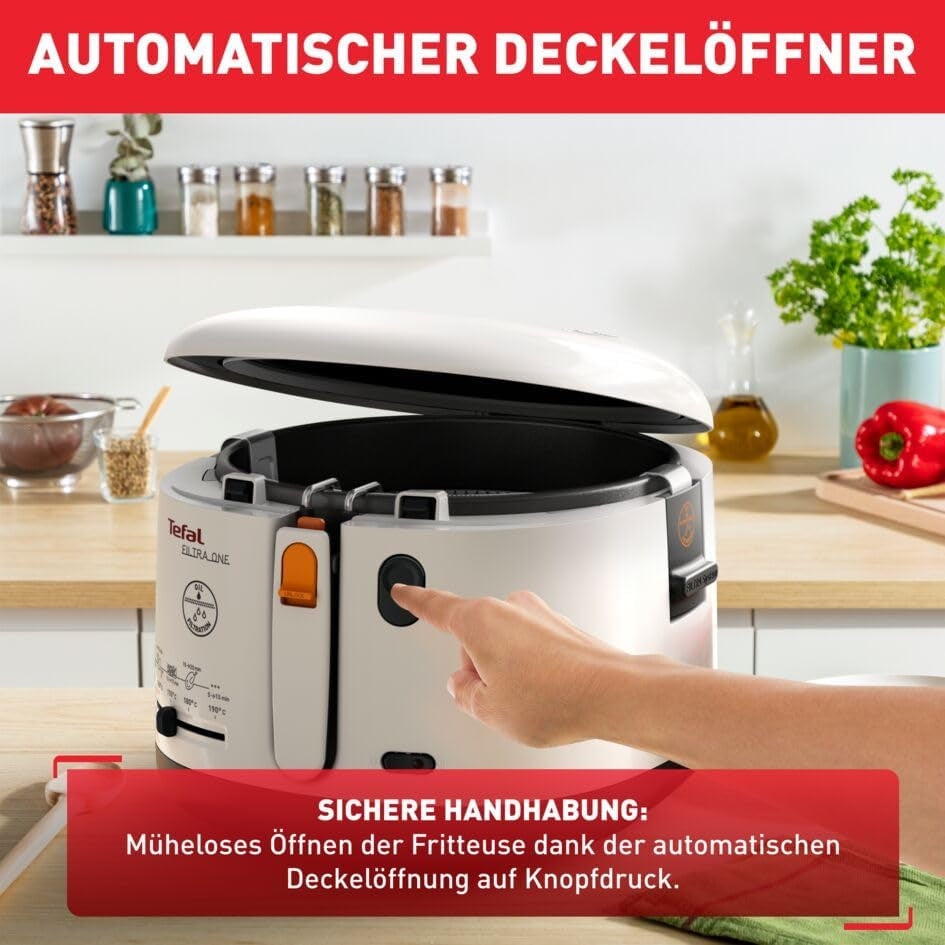 Tefal Fritteuse Filtra One – Kompakte Und Geruchsarme Fritteuse Mit Ölfilter, Antihaftbeschichtetem Einsatz, Leichter Reinigung Und Spülmaschinengeeignet, Perfekt Für Pommes, Nuggets & Snacks Zuhause