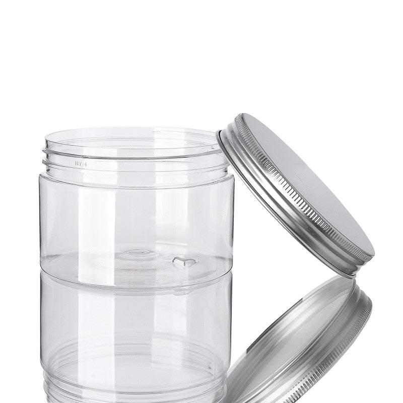Storage container set, transparent with aluminum lids (10 pieces) 