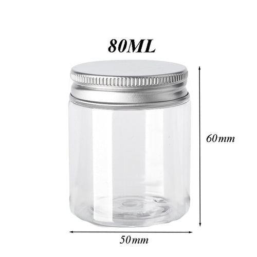 Storage container set, transparent with aluminum lids (10 pieces) 