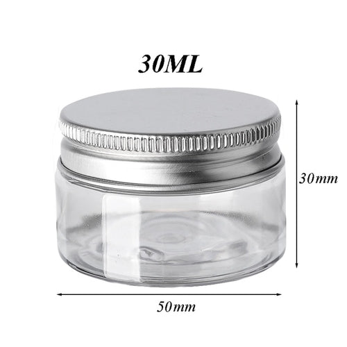 Storage container set, transparent with aluminum lids (10 pieces) 