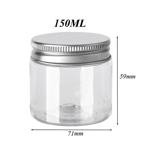Storage container set, transparent with aluminum lids (10 pieces) 
