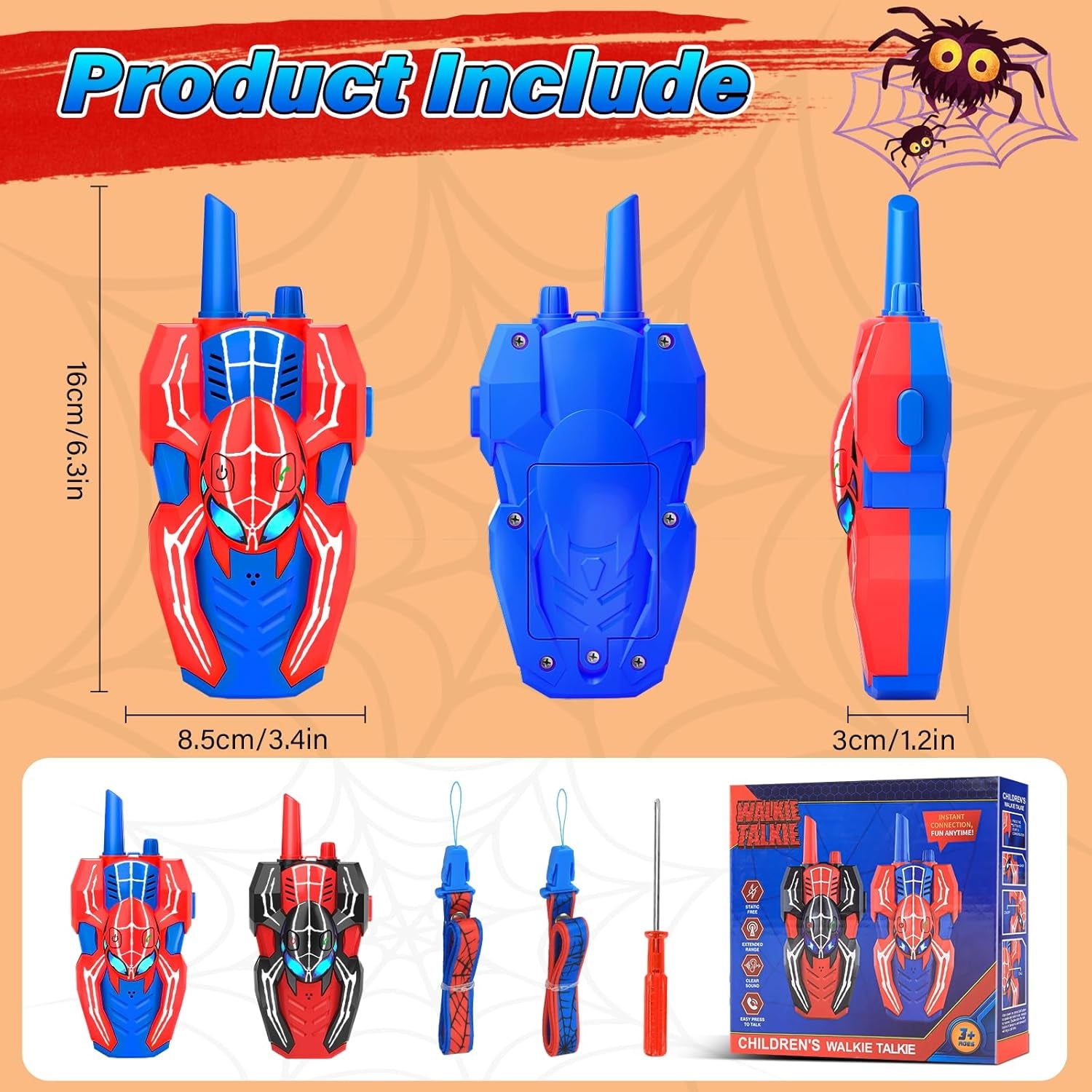 Walkie Talkie Kinder,  Spinne Walky Talky Spielzeug Für 3 4 5 6 7 8 Jahre Junge, 3-10 Jahre Junge Mädchen Walky Talky Spielzeug Für Draußen Geschenkideen Gartenspielzeug Funkgerät