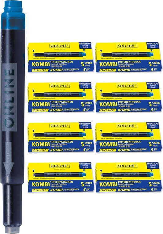 ONLINE 40X Kompatible LAMY Patronen Blau, Auch Für Pelikan, Stabilo Etc, Universal Tintenpatronen