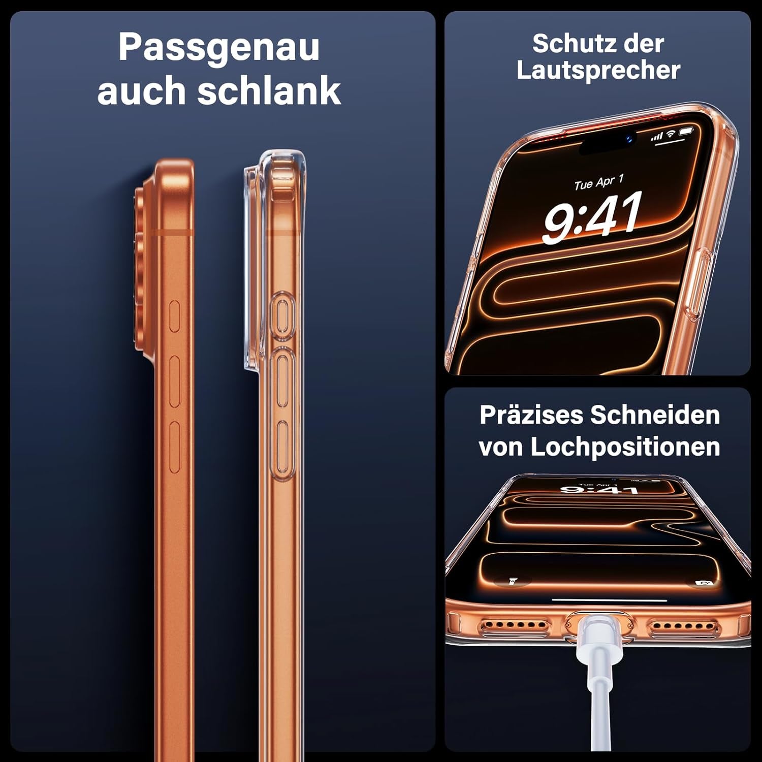 Uniqueme Für Iphone 17 Pro Hülle - Handyhülle Für Iphone 17 Pro Case, Rundumschutz Hülle Set Schutzhülle Cover, 1 Handyhülle & 2 Schutzfolie - Transparent