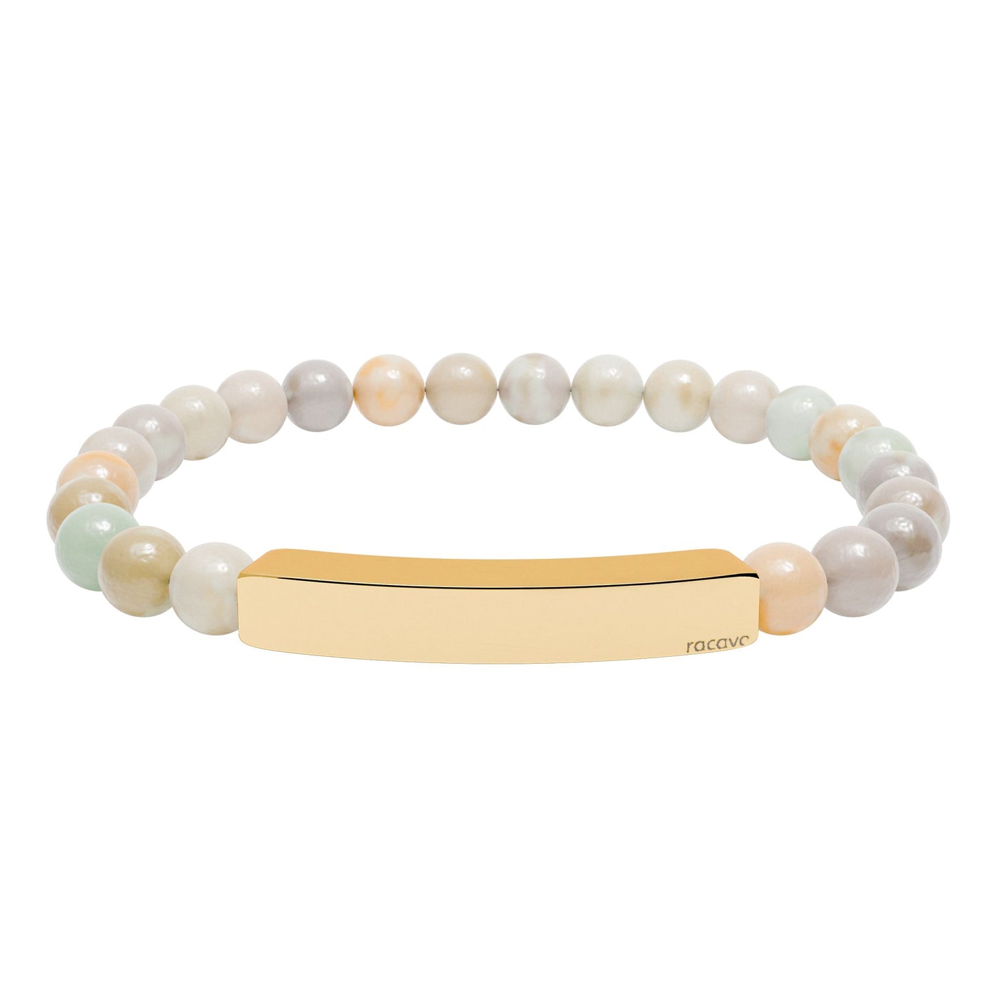 Steinarmband mit gravierbarer Edelstahl Bar