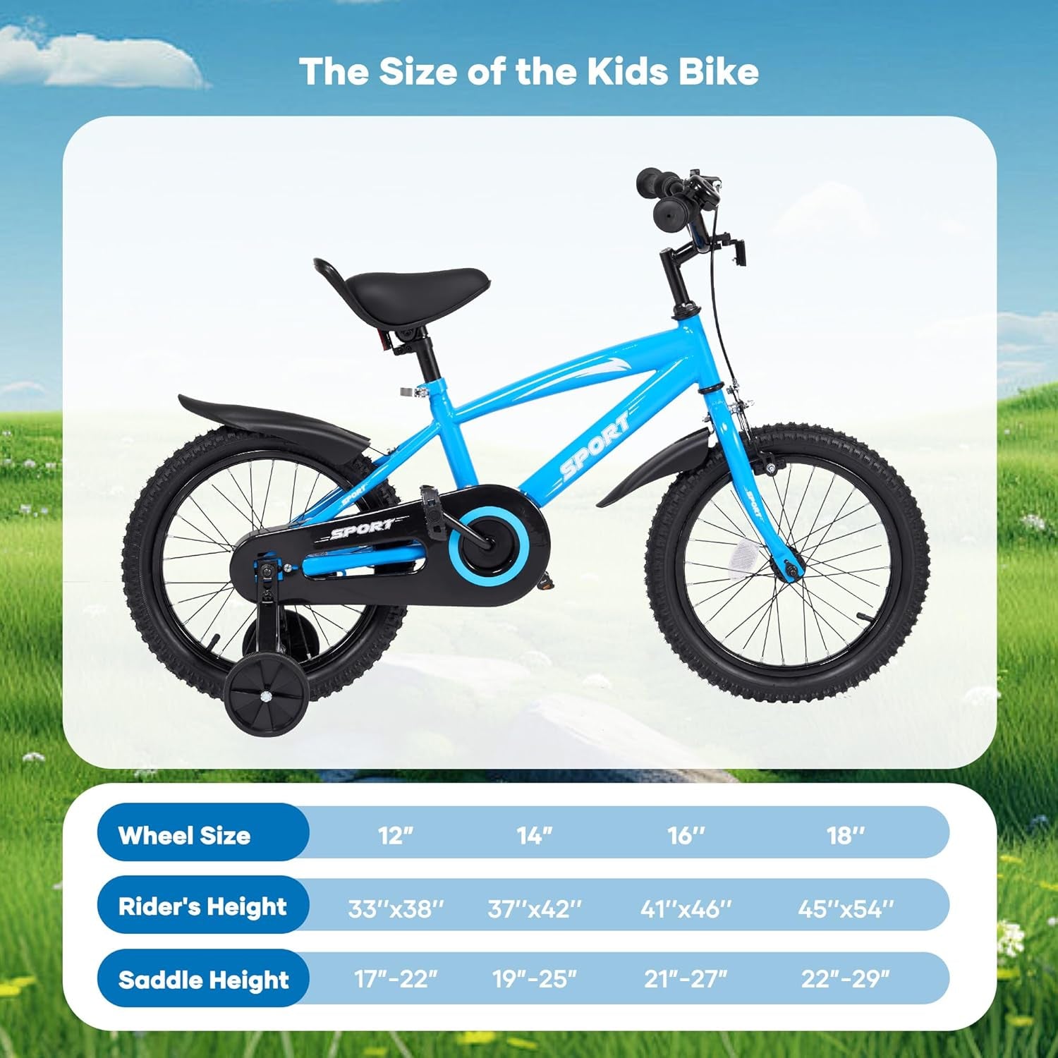 Kinderfahrrad 14 Zoll, Fahrrad Für Jungen Und Mädchen Mit Stützrädern