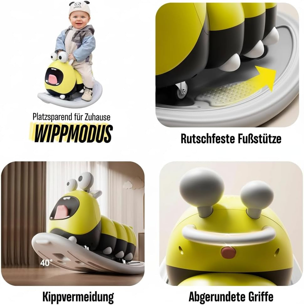3In1 Rutschfahrzeug Babyroller + Schaukeltier + Balancierbrett