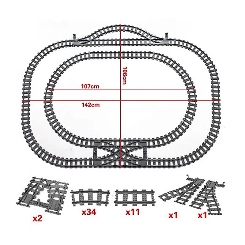Train Track Combination Scene MOC Building Blocks DIY Cross Track Railroad Bridge Compatible with LEGO Bricks Toys Rail Car