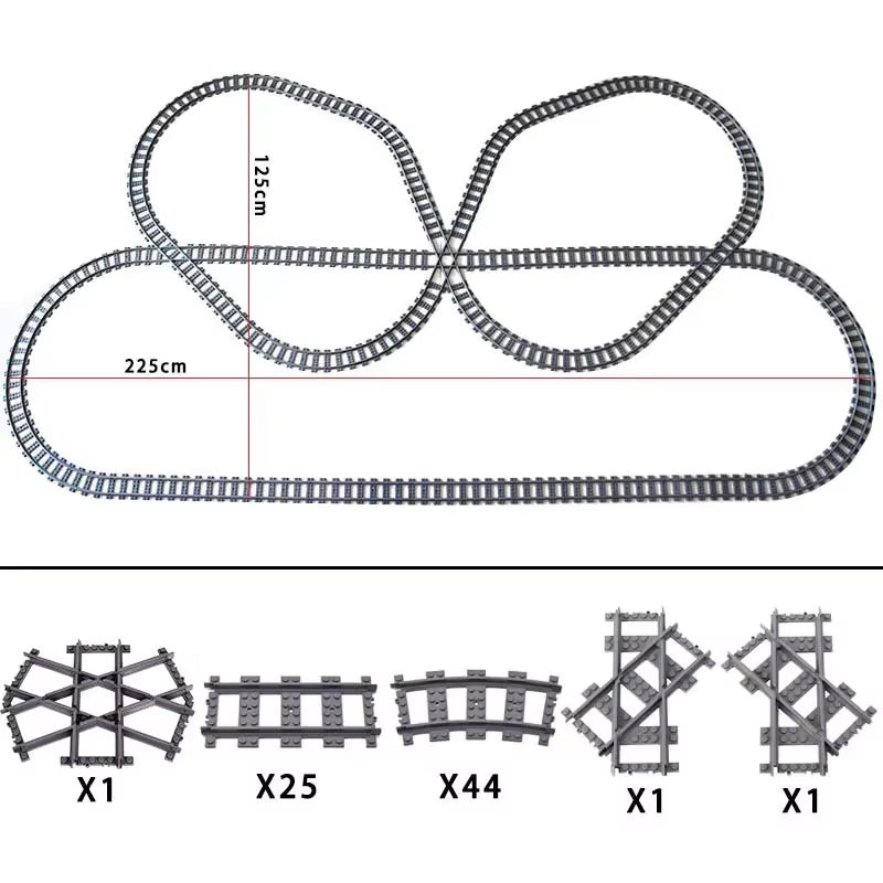 MOC Railroad Bridge Train Track Combination Scene Building Blocks DIY Cross Track Bricks Toys Rail Car Compatible with LEGO