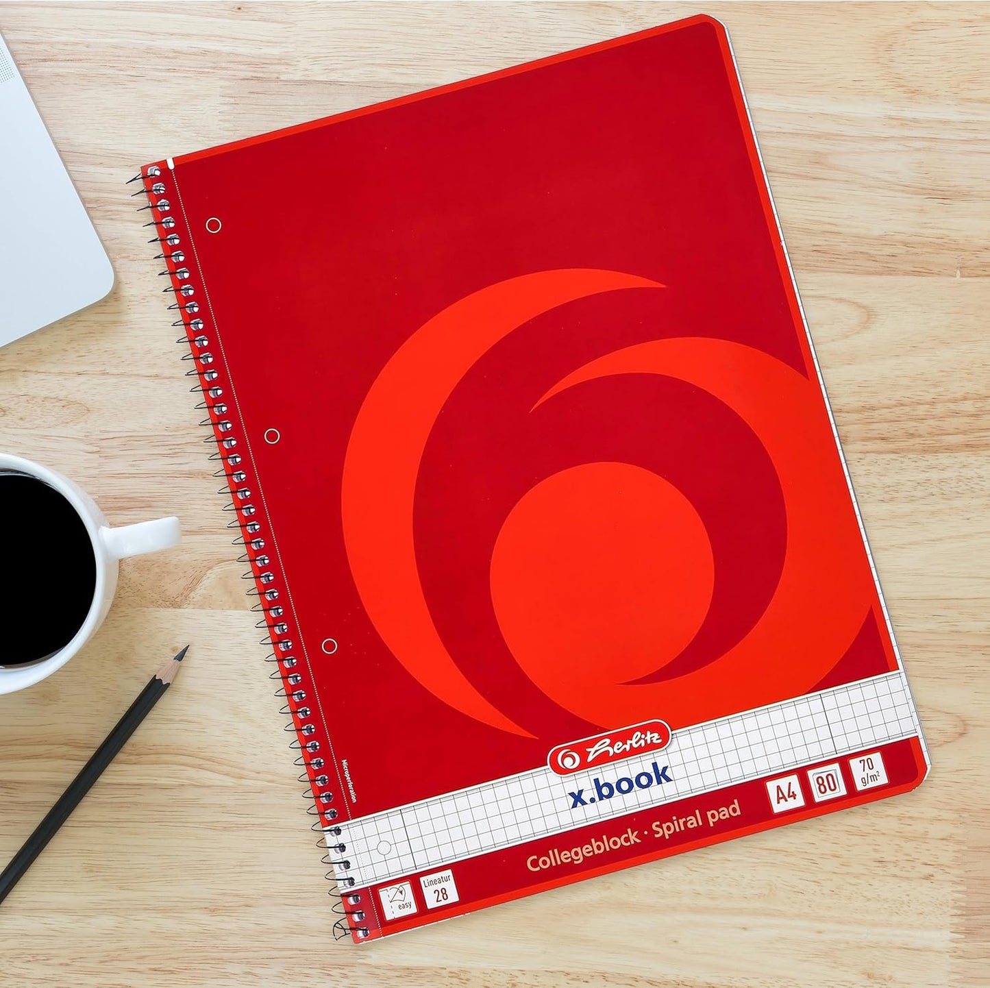 Herlitz Collegeblock A4, 80 Blatt Rand Links Und Rechts (Kariert)