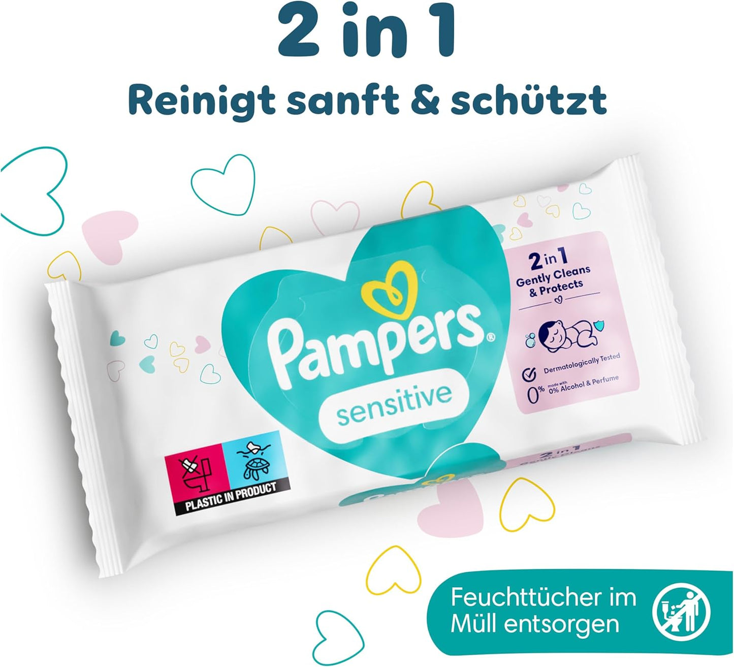 Pampers Sensitive Feuchttücher 15 Packungen Mit 80 Stück, 1200 Feuchttücher, Ohne Duft, Für Eine Sanfte Und Weiche Reinigung