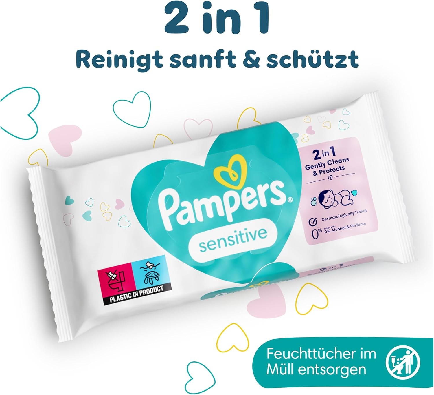 Pampers Sensitive Feuchttücher 15 Packungen Mit 80 Stück, 1200 Feuchttücher, Ohne Duft, Für Eine Sanfte Und Weiche Reinigung