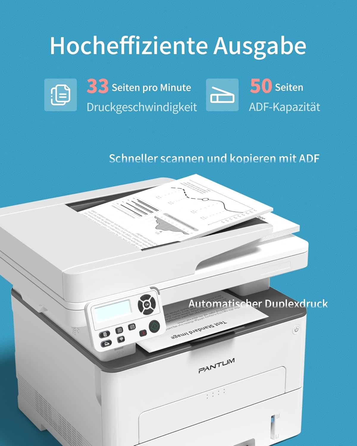 PANTUM M7108DW Laserdrucker Multifunktionsgerät, Drucker Scanner Kopierer, Wlan/Usb/Ethernet