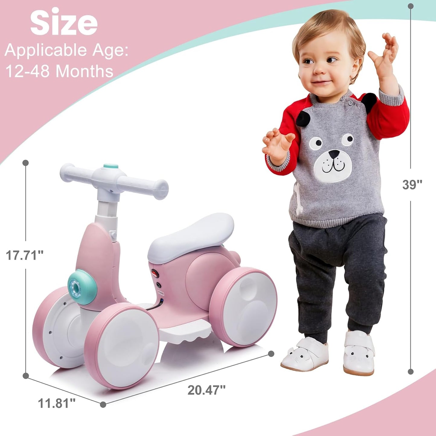 Laufrad Elektrisch 6V Ab 1-4 Jahre Mit Seifenblasenmaschine Für Jungen Mädchen