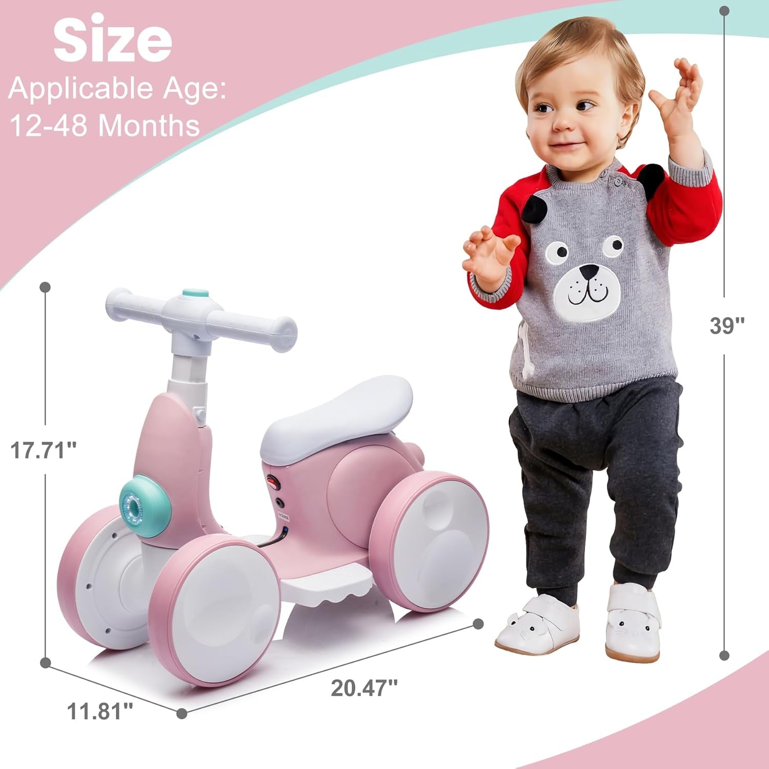 Laufrad Elektrisch 6V Ab 1-4 Jahre Mit Seifenblasenmaschine Für Jungen Mädchen