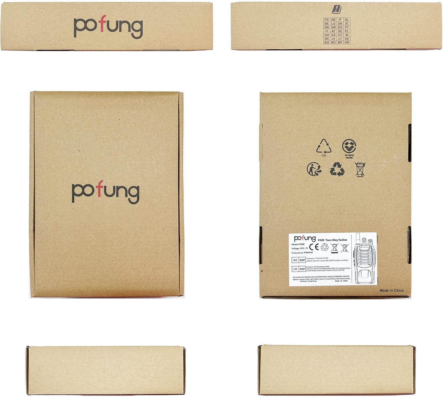 Walkie Talkie PMR446 Lizenzfreies Zwei-Wege-Funkgerät, Pofung PT88E 16 Kanäle Professionelle Wiederaufladbare Walkie Talkies Mit Großer Reichweite Mit Usb-Ladestation Und Hörmuscheln Schwarz 10 Stück