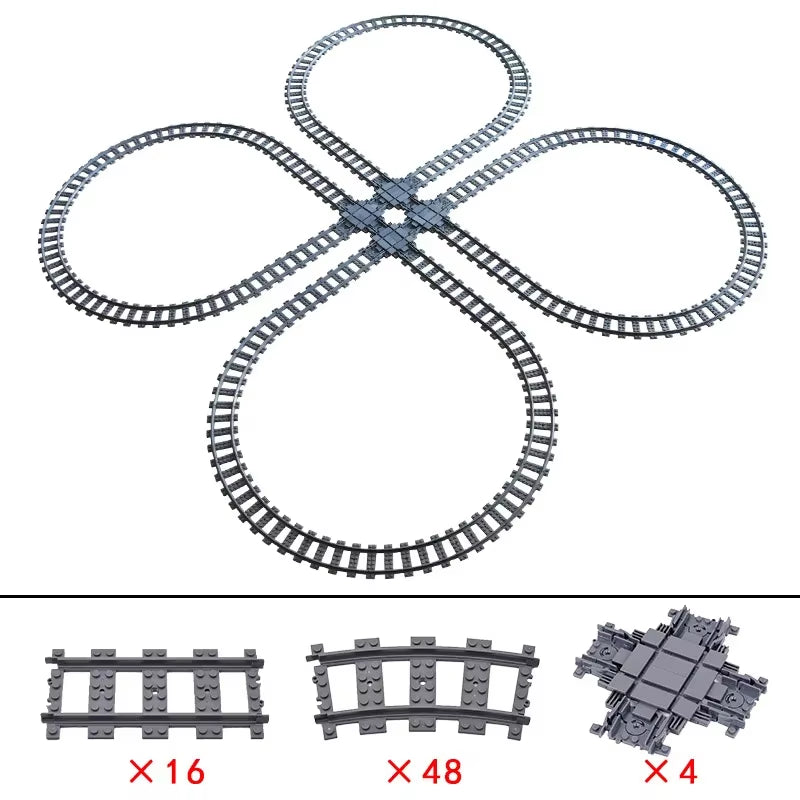MOC Railroad Bridge Train Track Combination Scene Building Blocks DIY Cross Track Bricks Toys Rail Car Compatible with LEGO
