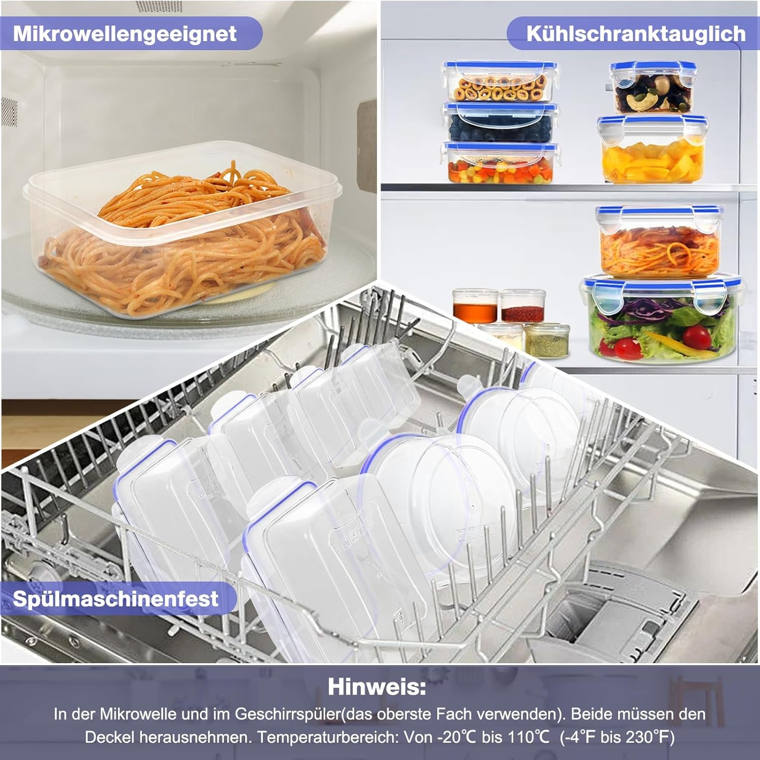 YASHE 32Er Frischhaltedosen Mit Deckel, Luftdichte Aufbewahrungsbox, Bpa-Frei Kunststoff Aufbewahrungsbehälter Für Küche, Vorratsdosen Set Mit Etiketten