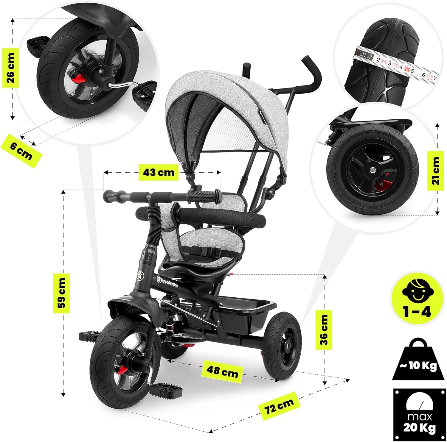 Hypermotion Dreirad Ab 1 Jahr Mit Schubstange